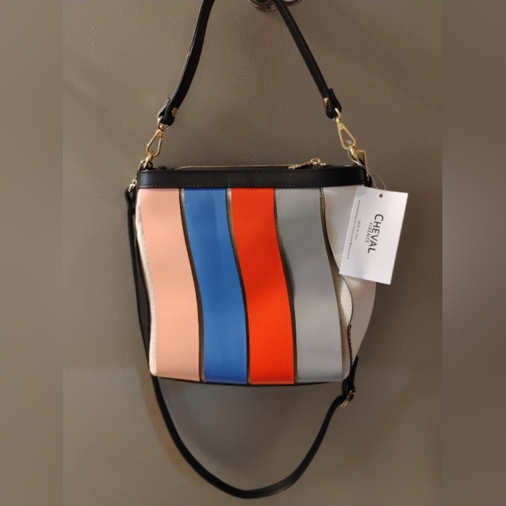 Chevel Firenze Made Italy Leather Handbag Shoulder Convertible Purse Color Block